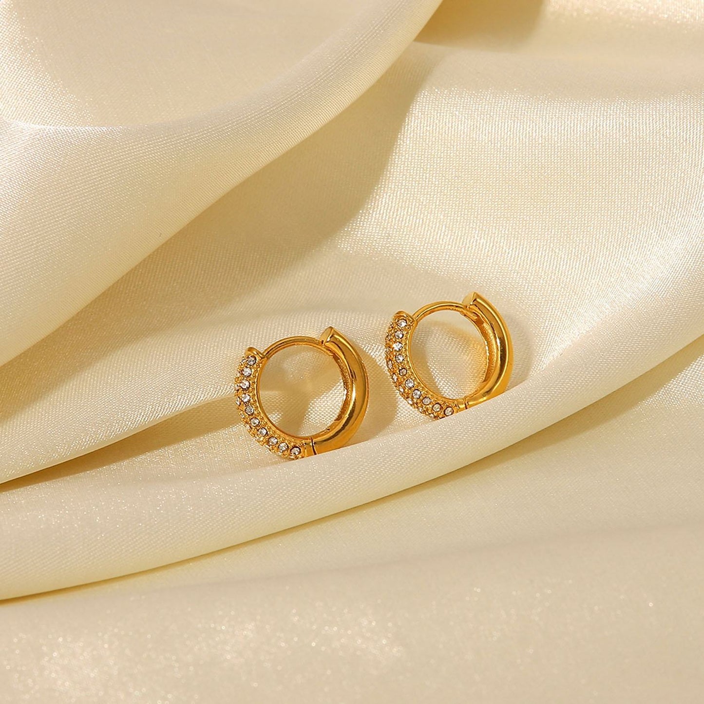 Dazzle Dome Huggies Earrings - 18K Gold Plated