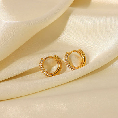 Dazzle Dome Huggies Earrings - 18K Gold Plated