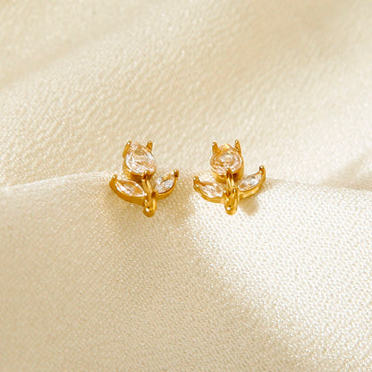 Floral Vine Studs Earrings - 18K Gold Plated