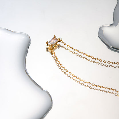 Baguette Stone Necklace - 18K Gold Plated