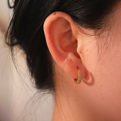 Dazzle Dome Huggies Earrings - 18K Gold Plated