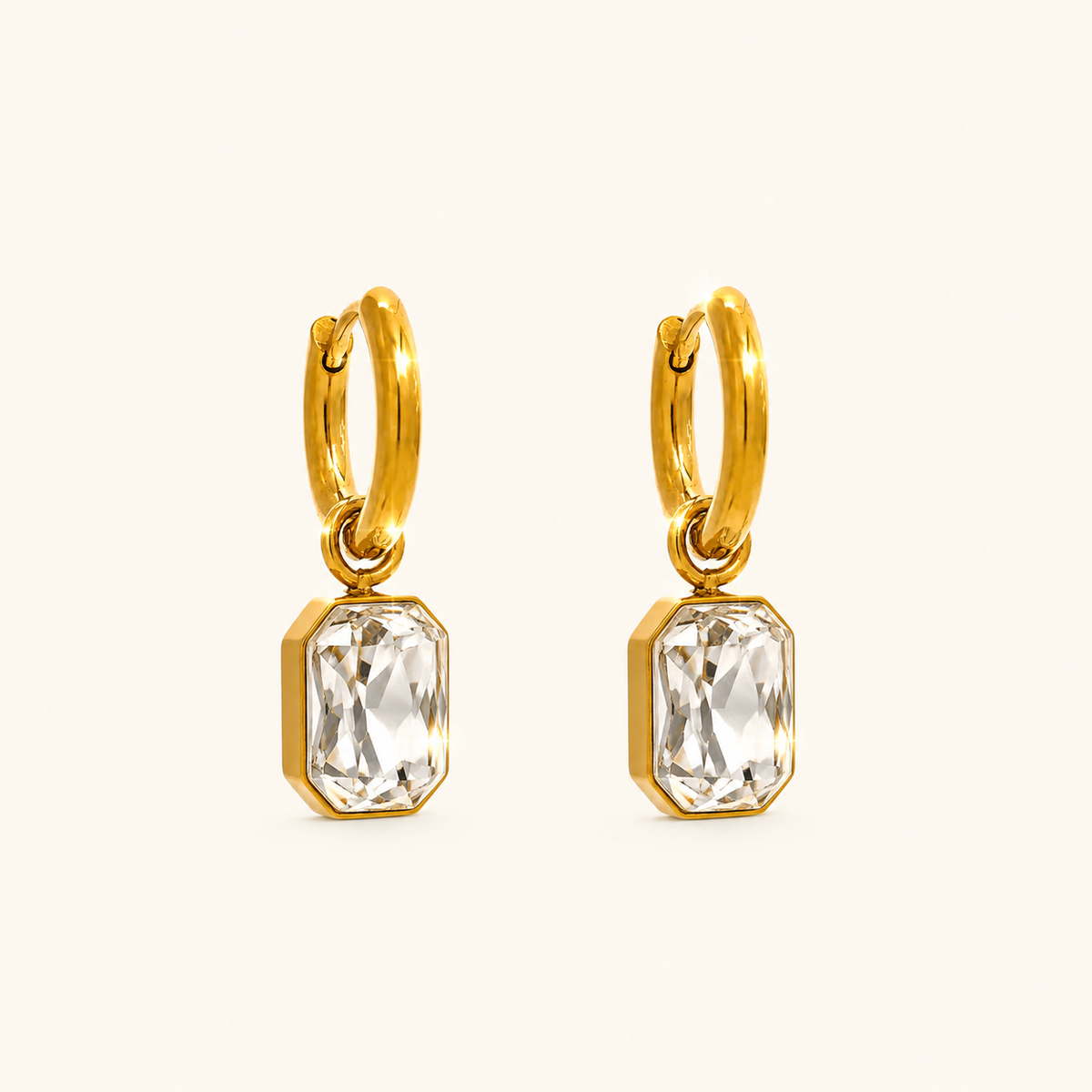 Crystal Muse Hoops Earring - 18k Gold Plated Anti Tarnish jewellery