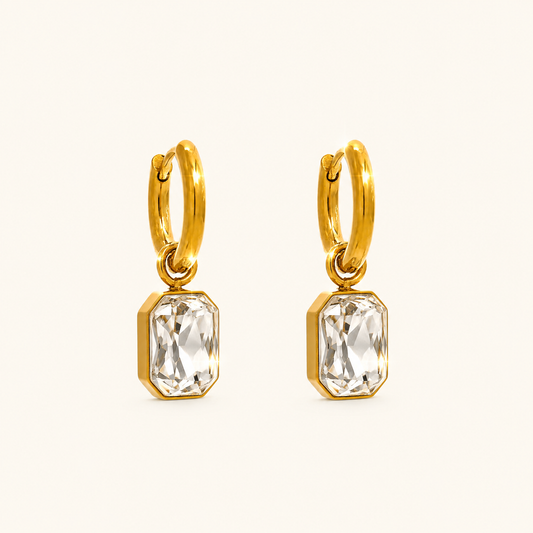 Crystal Muse Hoops Earring - 18k Gold Plated