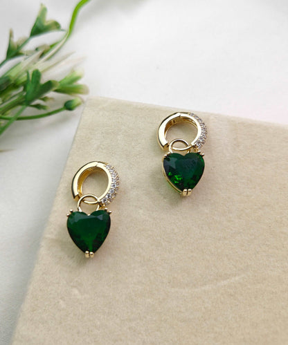 Shop Green Heart Drop Earrings
