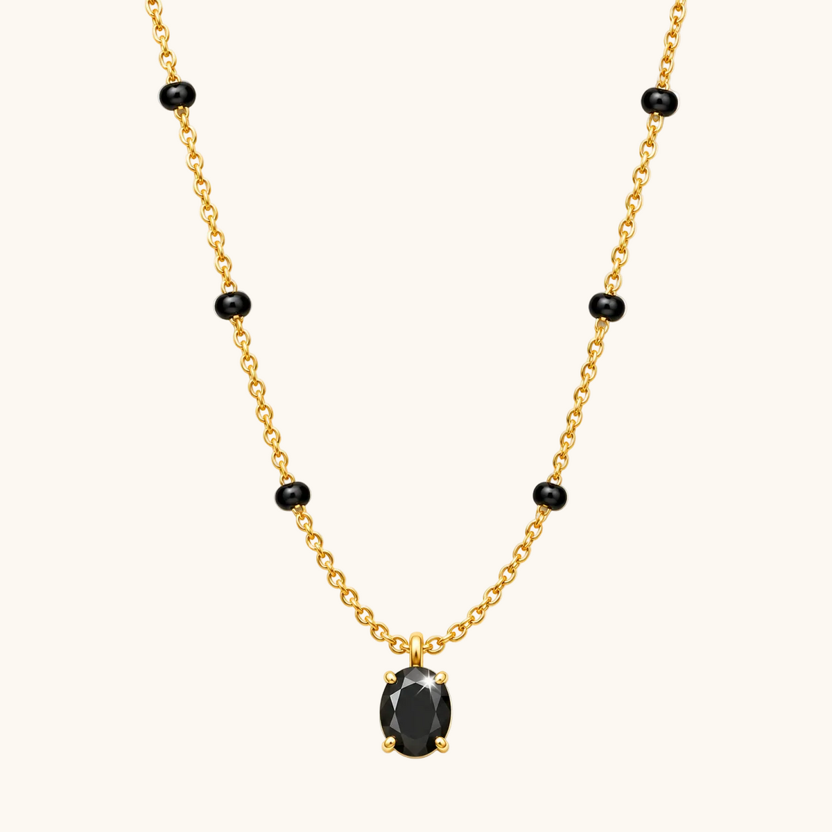 Black Oval Mangalsutra - 18k Gold Plated Anti Tarnish jewellery