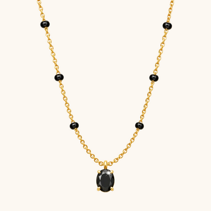 Black Oval Mangalsutra - 18k Gold Plated Anti Tarnish jewellery