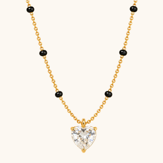 Heart Solitaire Mangalsutra - 18k Gold Plated
