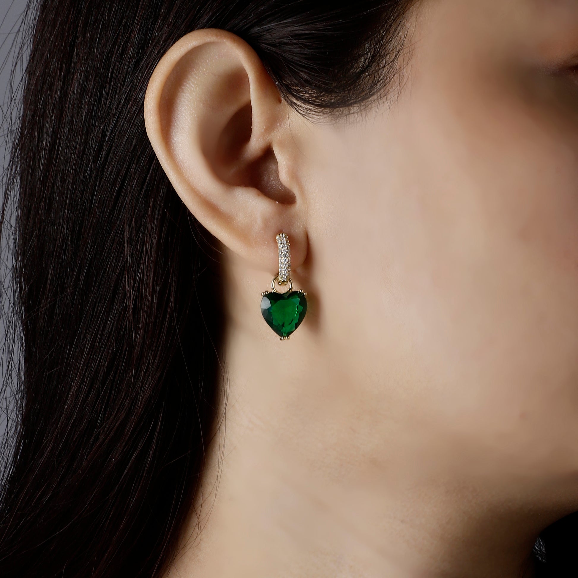 Get Green Heart Drop Earrings