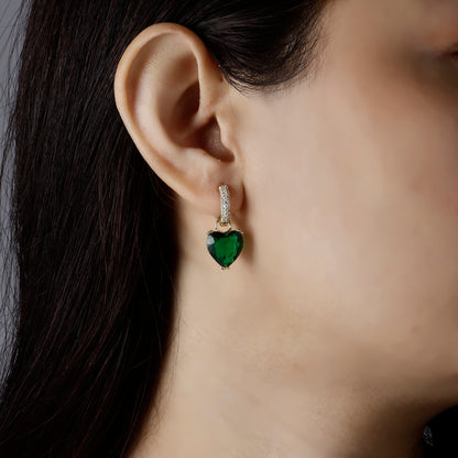 Get Green Heart Drop Earrings