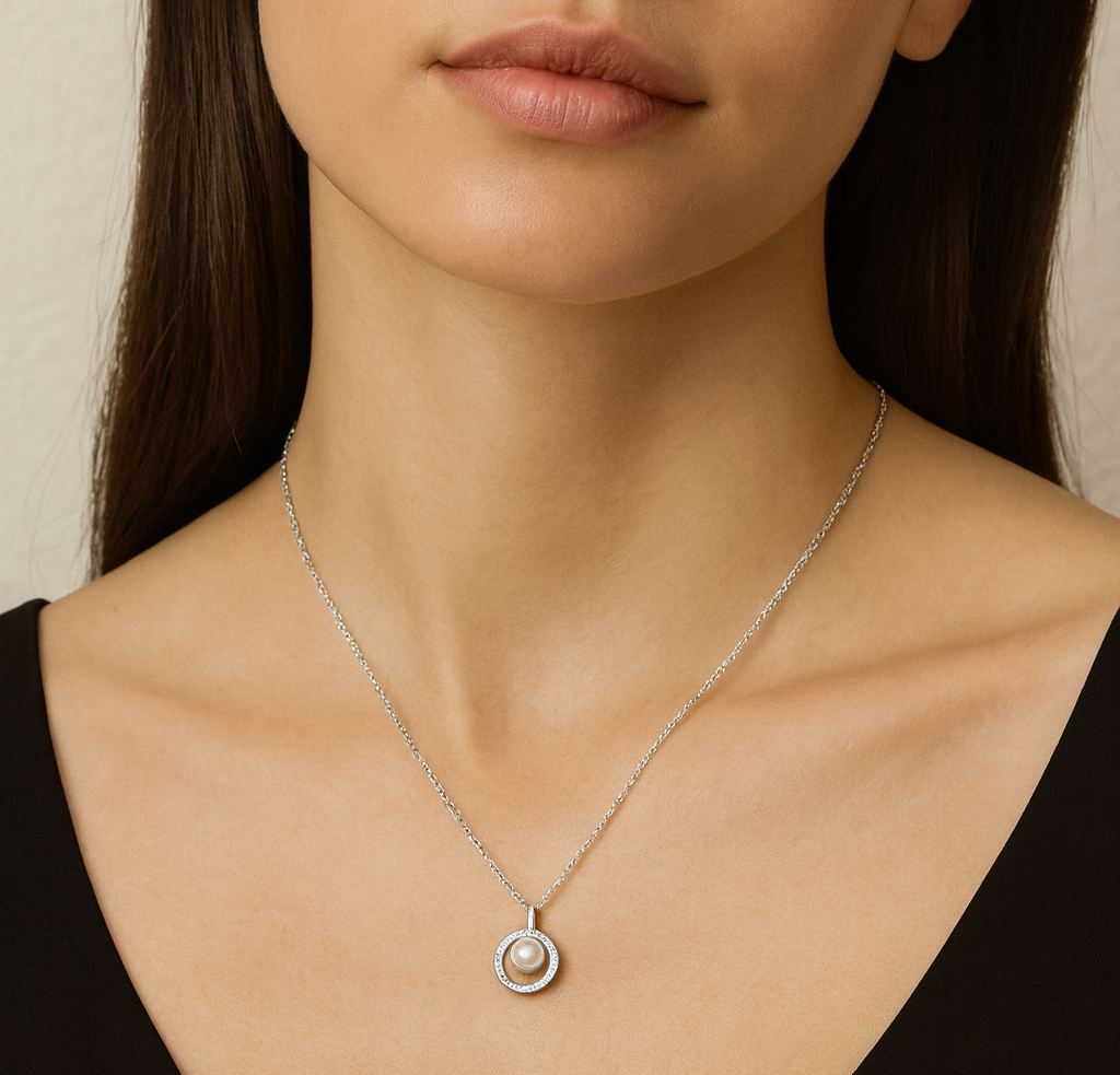 Pearl Loop Necklace - 925 Sterling silver