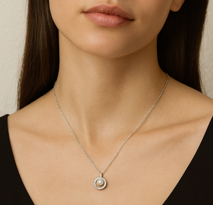 Pearl Loop Necklace - 925 Sterling silver