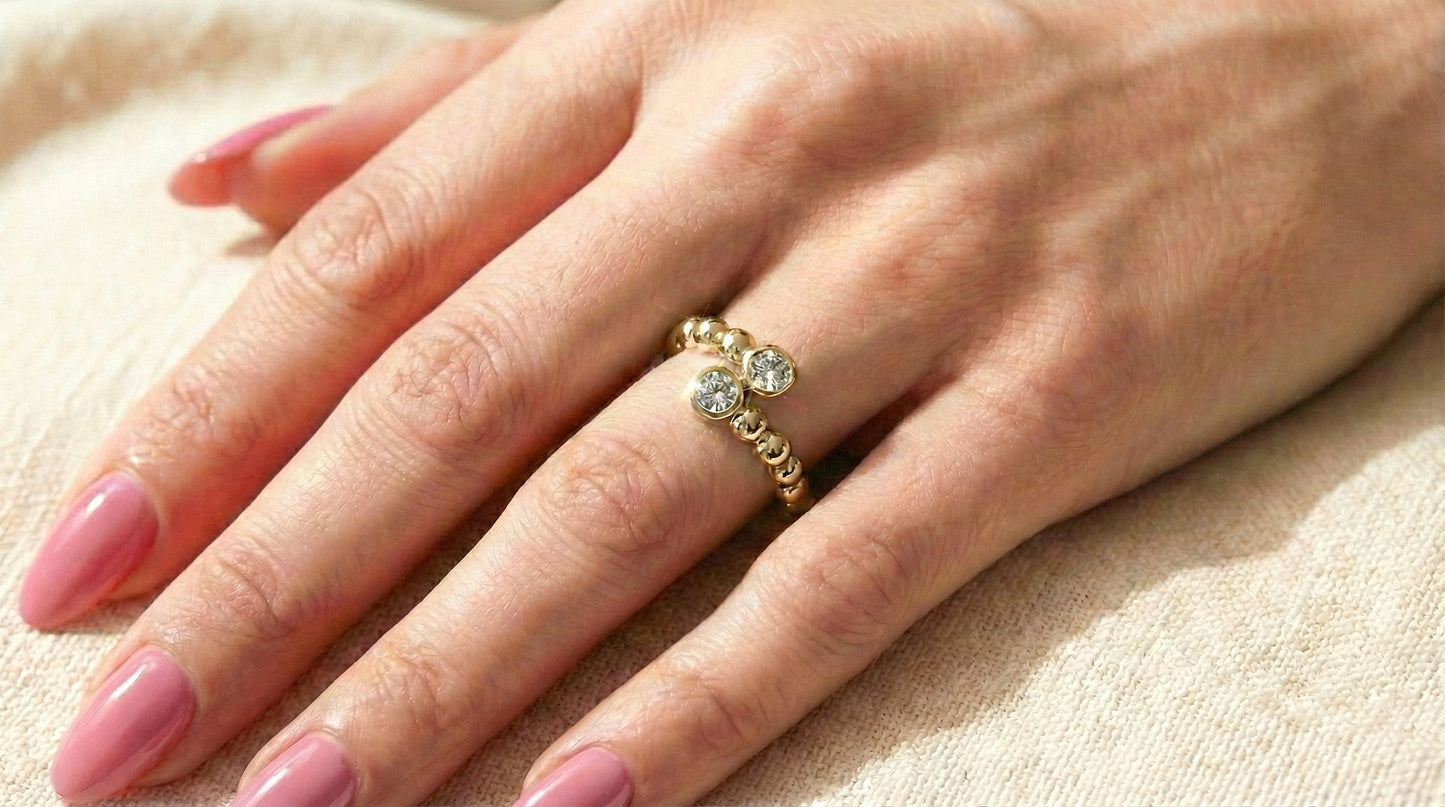 Beaded Ring - 18K Gold Plated (Adjustable)