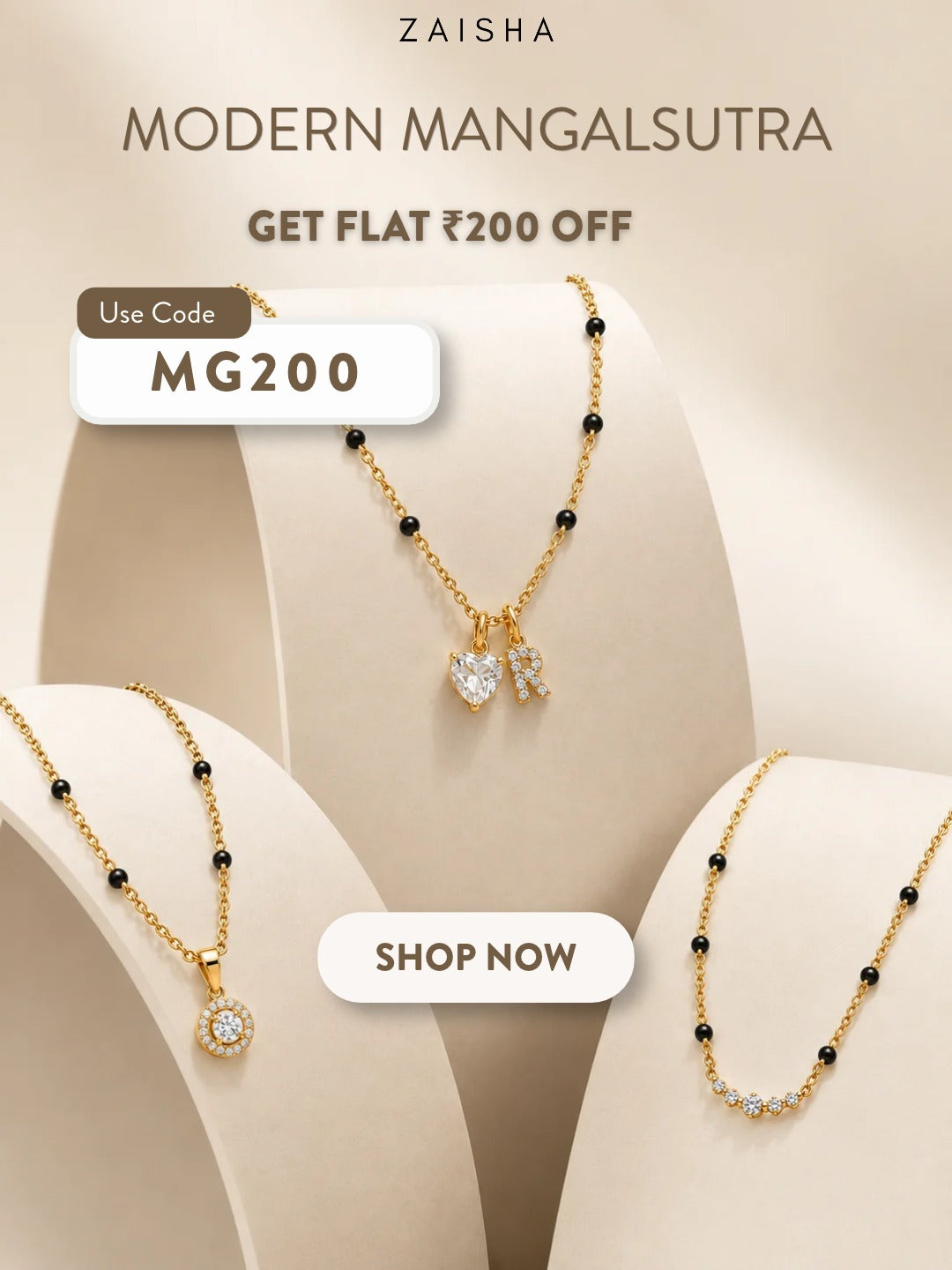 Dainty Initials Mangalsutra - 18k Gold Plated