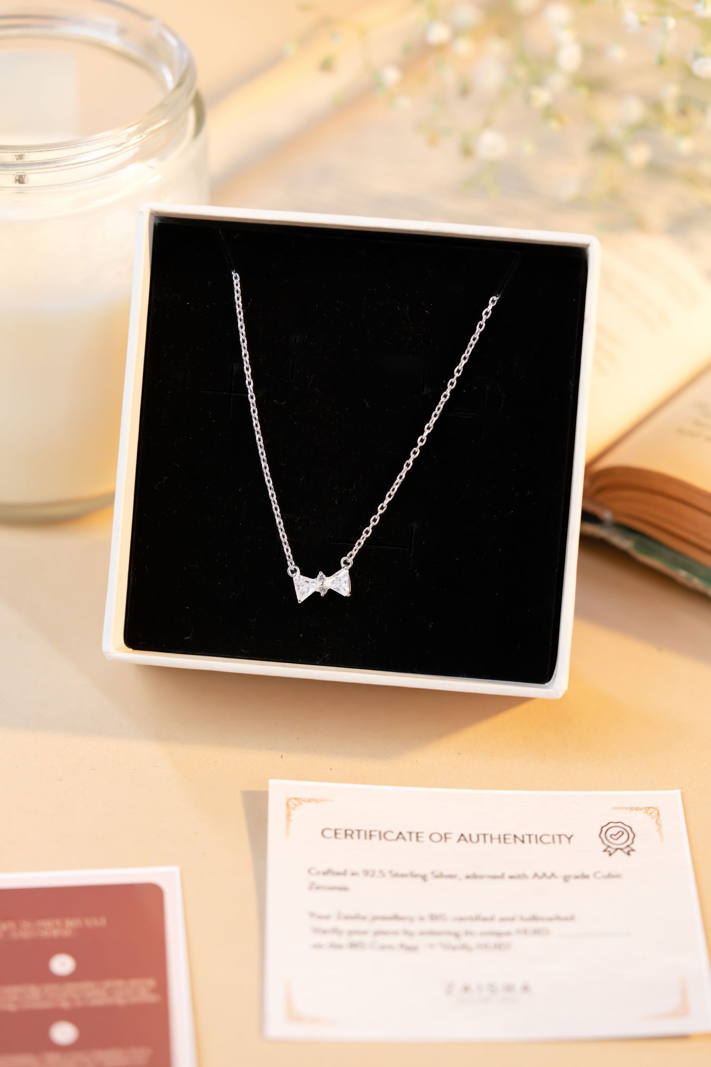 Shining Bow Necklace - 925 Sterling silver