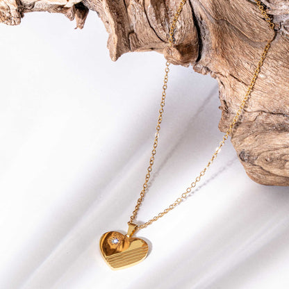 Buy Classy Heart Crystal Pendant - 18K Gold Plated online jewellery