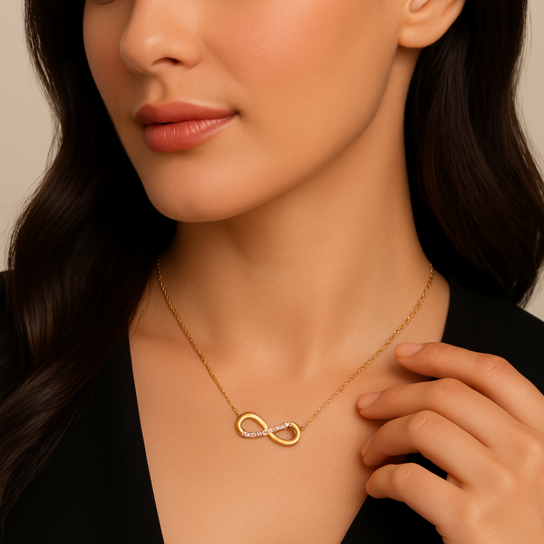 Zirconia Infinity Pendant - 18K Gold Plated