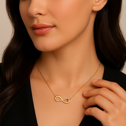 Zirconia Infinity Pendant - 18K Gold Plated