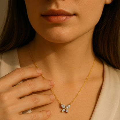 Dainty Butterfly Pendant Necklace - 18K Gold Plated