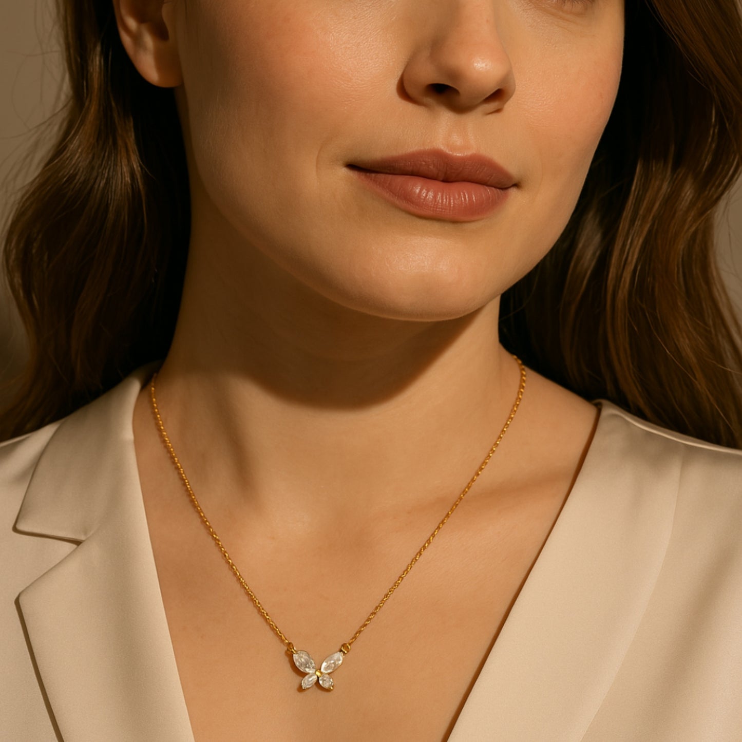 Dainty Butterfly Pendant Necklace - 18K Gold Plated