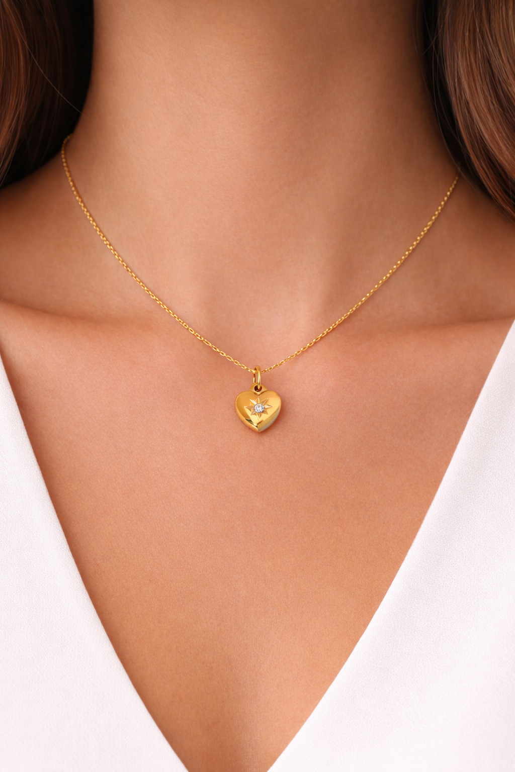 Starlit Heart Pendant – 18K Gold Plated