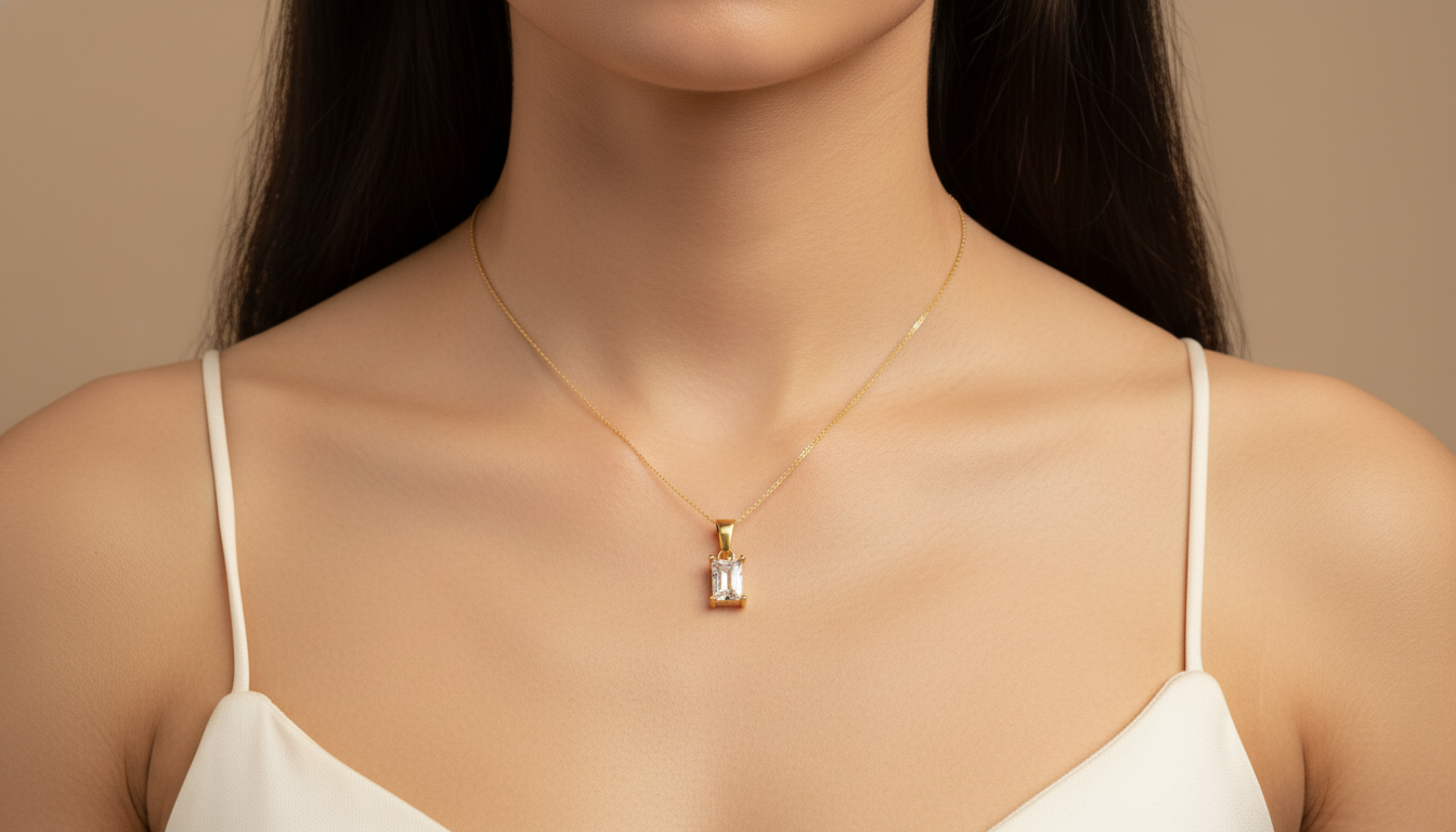 Crystal Prism Pendant – 18K Gold Plated