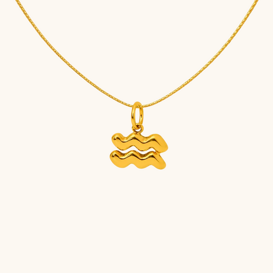 Aquarius Zodiac Pendant  – 18K Gold Plated