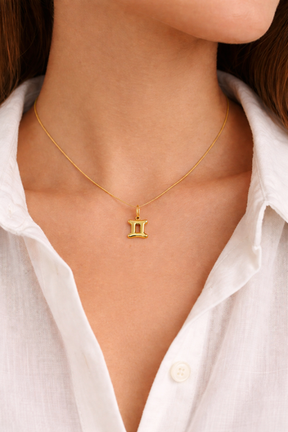 Gemini Zodiac Pendant  – 18K Gold Plated