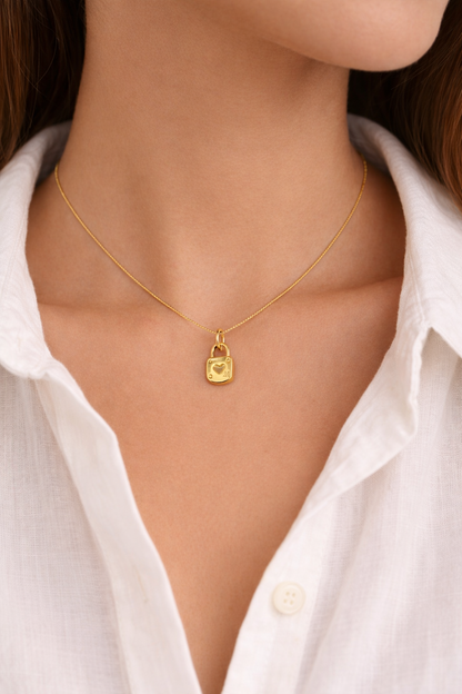 Heart Lock Pendant  – 18K Gold Plated