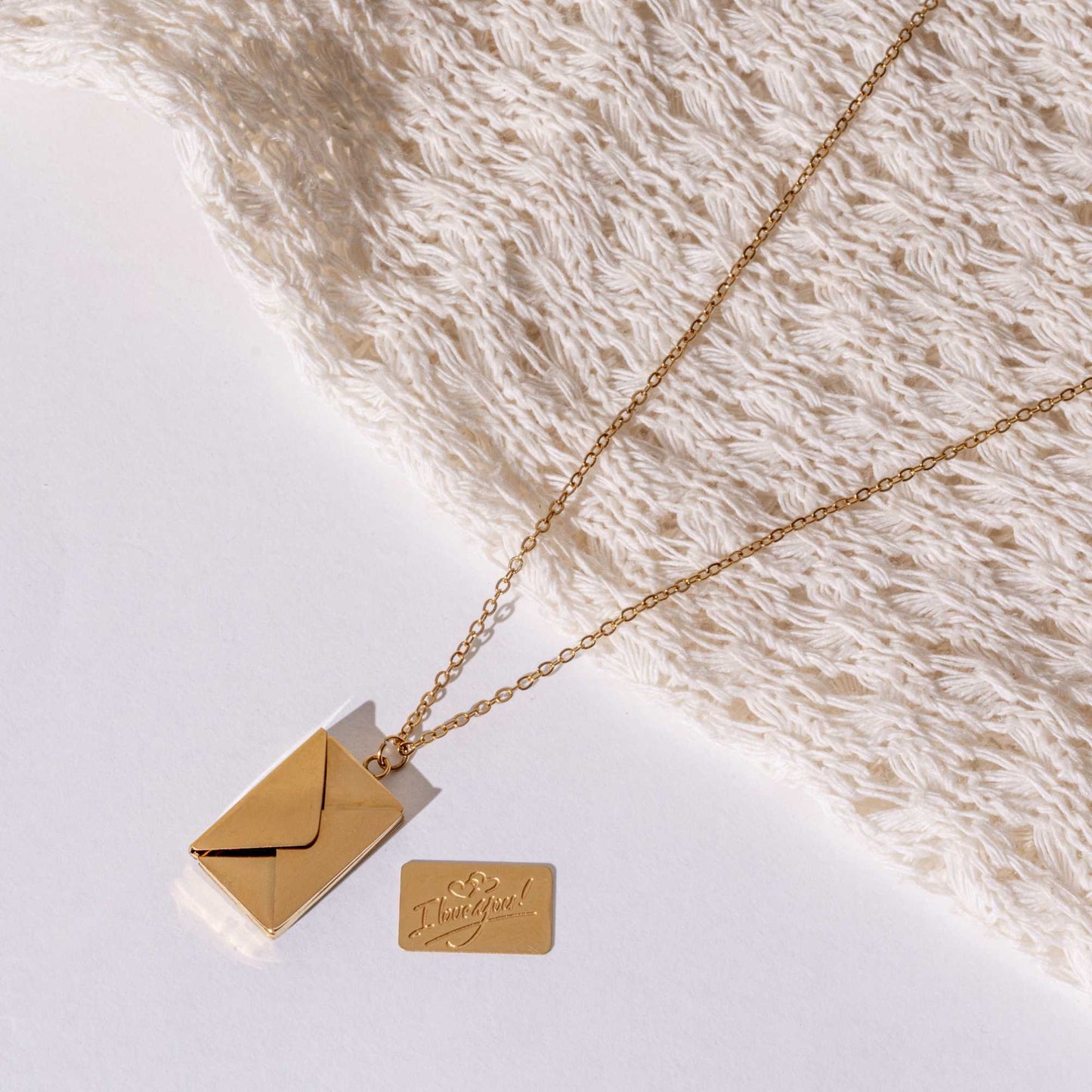 Classy Envelope ILY Pendant Necklace - 18K Gold Plated