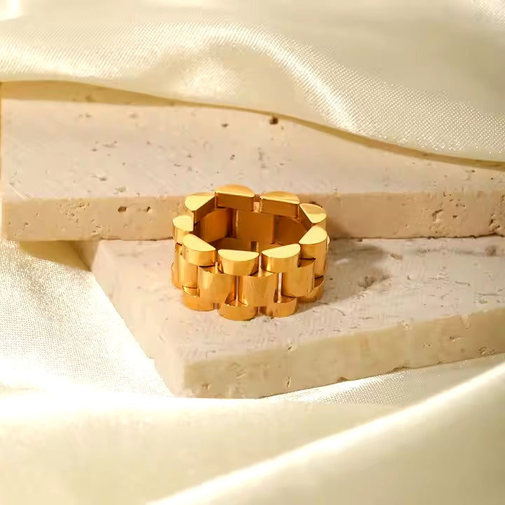 Buy Chunky Goldy Blocks Ring - 18K Gold Plated online jewellery
