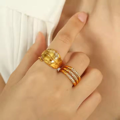 Triple Set Diamond Ring - 18K Gold Plated