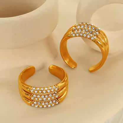 Triple Set Diamond Ring - 18K Gold Plated