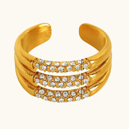 Triple Set Diamond Ring - 18K Gold Plated