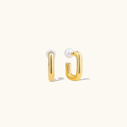 Pearl Isabella Hoop Earrings - 18K Gold Plated
