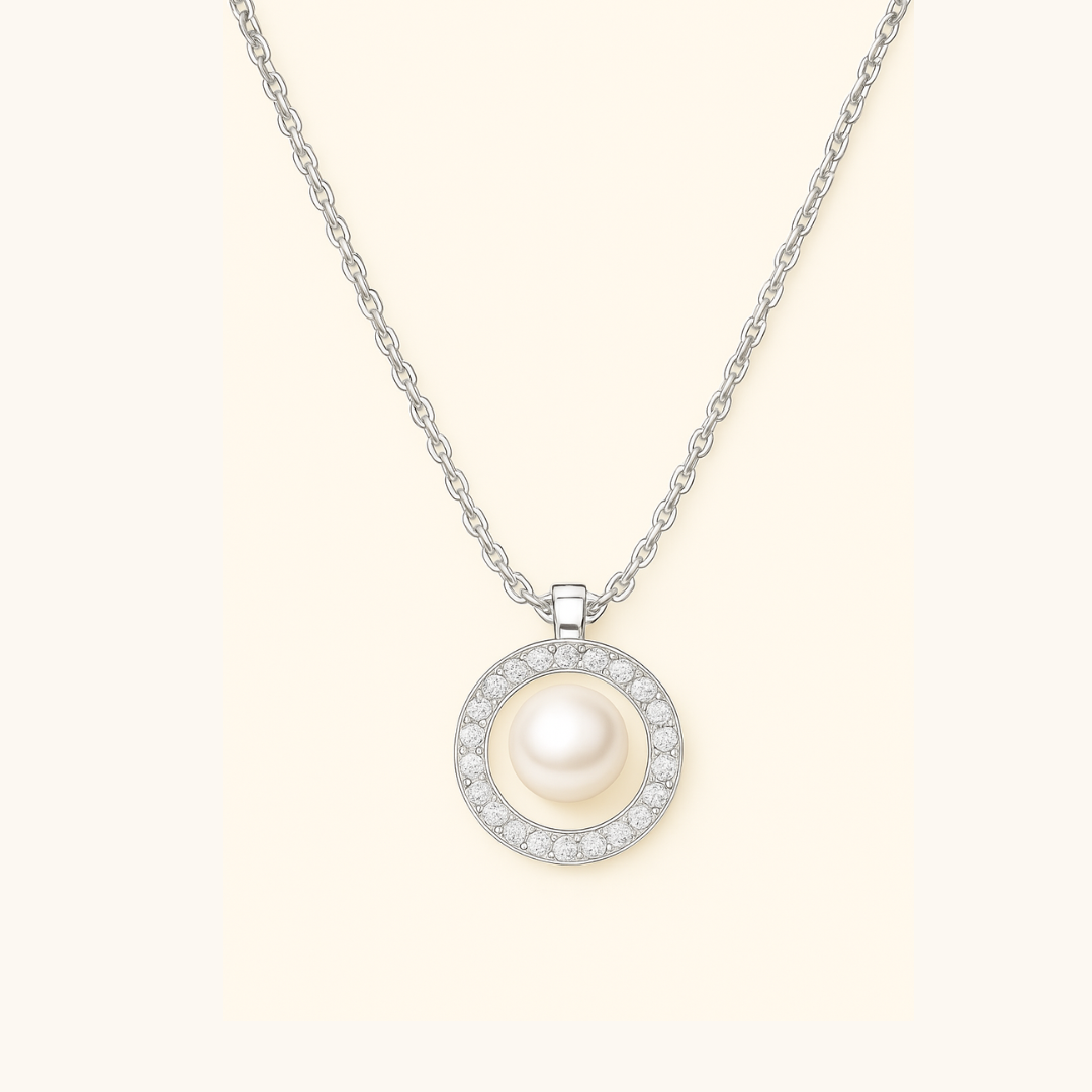 Pearl Loop Necklace - 925 Sterling silver
