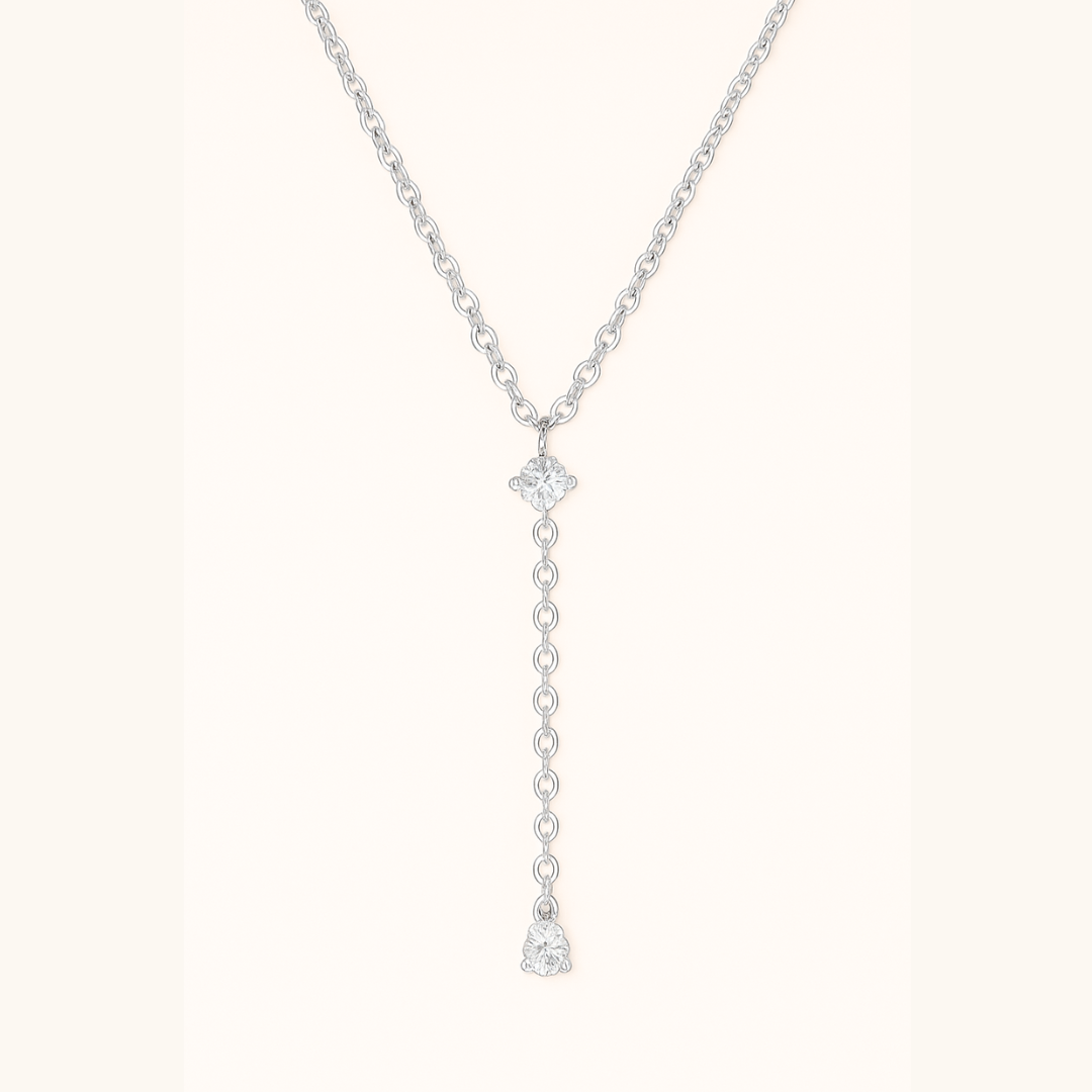 Halo Drop Necklace - 925 Sterling silver