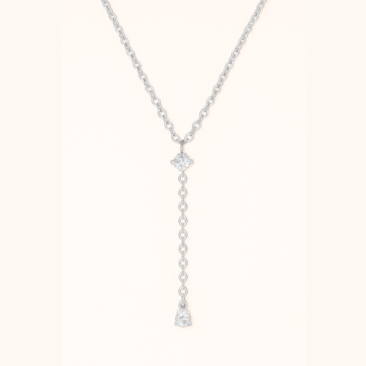 Halo Drop Necklace - 925 Sterling silver