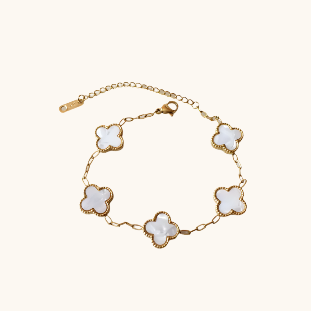 Shpp White Clover Bracelet - 18K Gold Plated