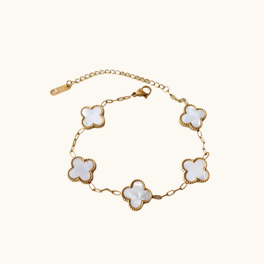 Shpp White Clover Bracelet - 18K Gold Plated