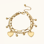 Heart Multilayer Bracelet Stack - 18K Gold Plated