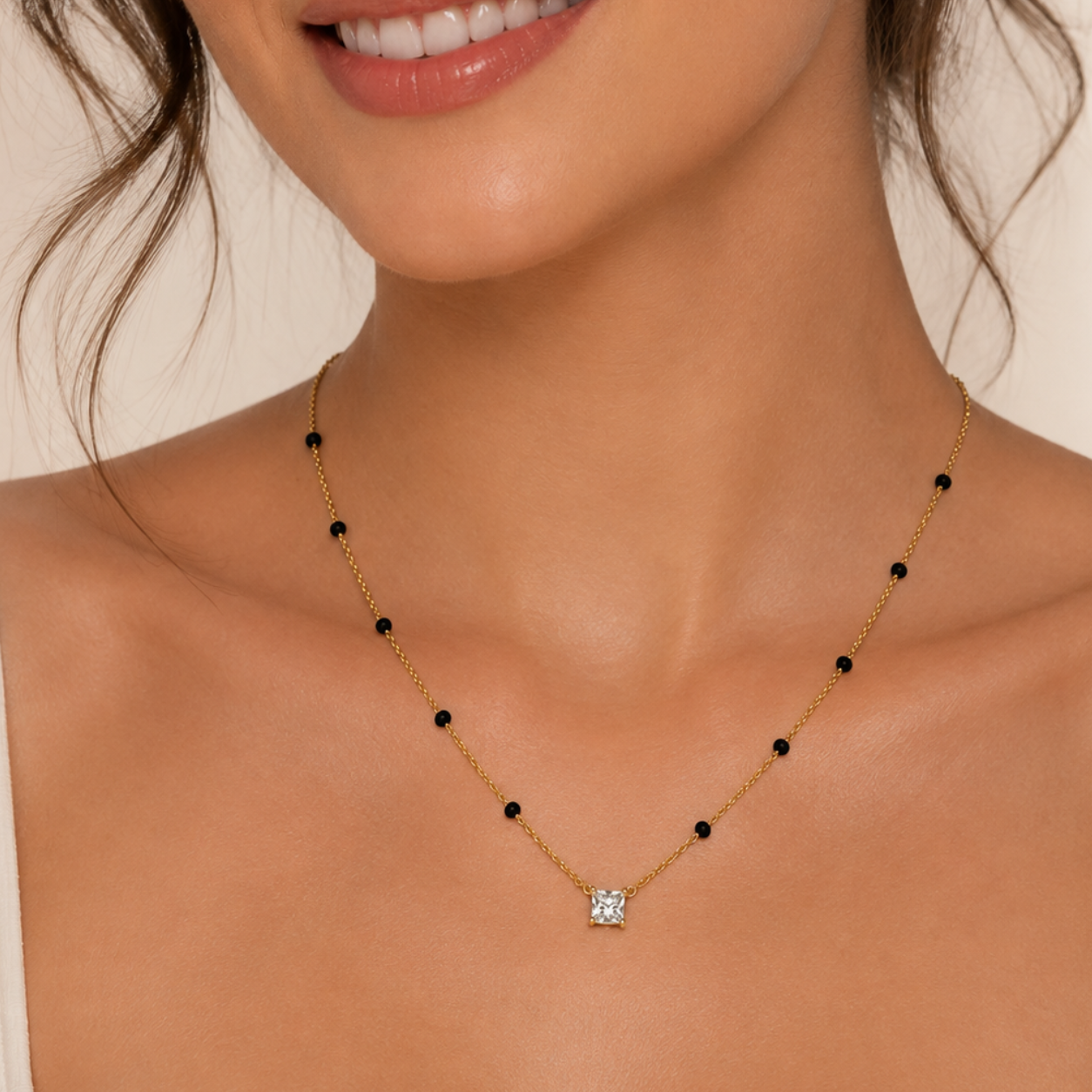 Solitaire Mangalsutra - 18k Gold Plated