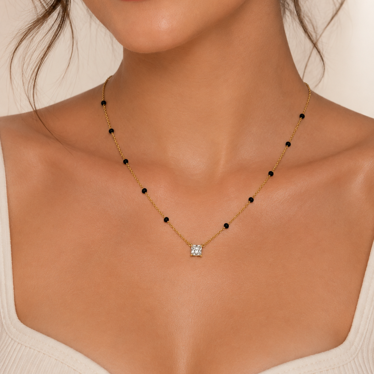 Solitaire Mangalsutra - 18k Gold Plated