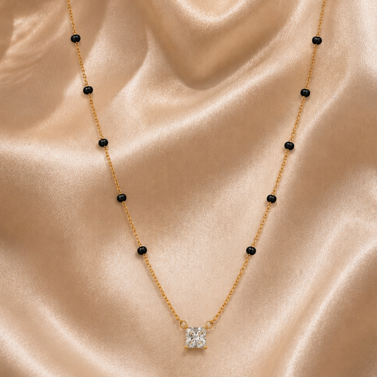 Solitaire Mangalsutra - 18k Gold Plated