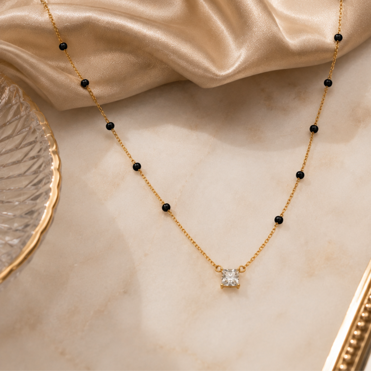 Solitaire Mangalsutra - 18k Gold Plated