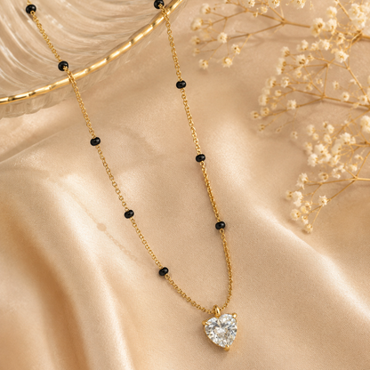 Heart Solitaire Mangalsutra - 18k Gold Plated
