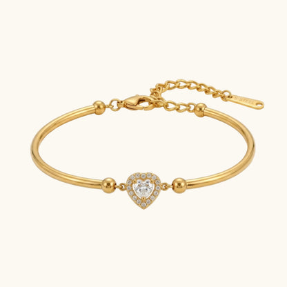 Crystal Heart Bracelet - 18K Gold Plated