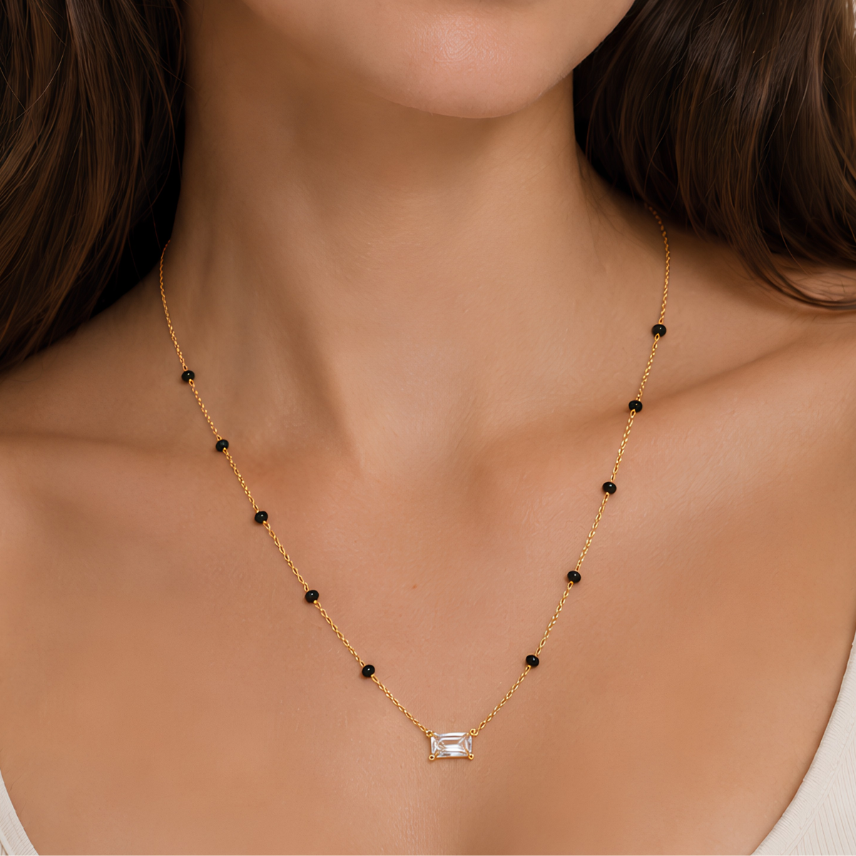 Baguette Stone Mangalsutra - 18k Gold Plated Anti Tarnish jewellery