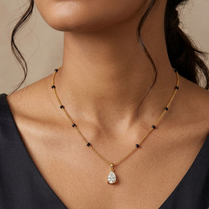 Crystal Drop Mangalsutra - 18k Gold Plated