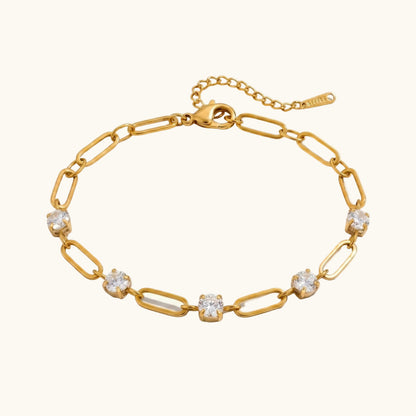 Crystal Clip Chain Bracelet  - 18K Gold Plated