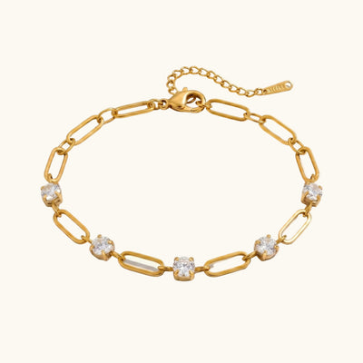 Crystal Clip Chain Bracelet  - 18K Gold Plated